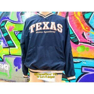 TEXAS MOTOR SPEEDWAY Vintage Windbreaker Size Large - Blue (V-Neck Pullover)